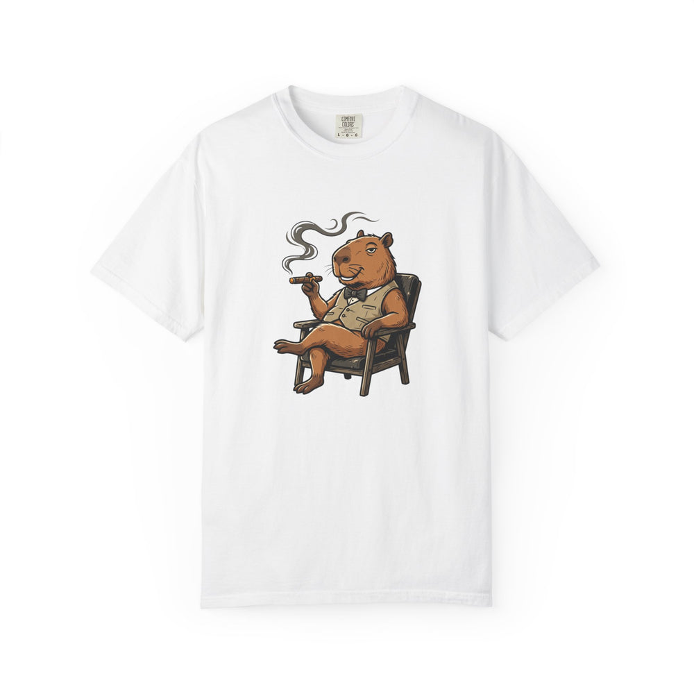 Smoking Capybara Graphic T-Shirt — Vintage Lounge Cartoon Tee