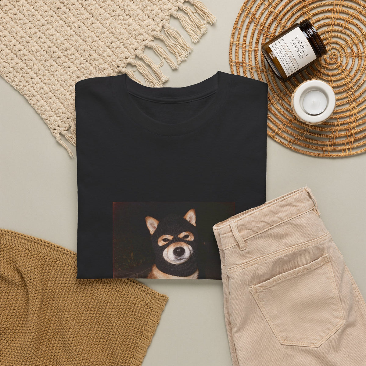 Shiba Inu Portrait T-Shirt — Cute Nighttime Dog Photo Tee
