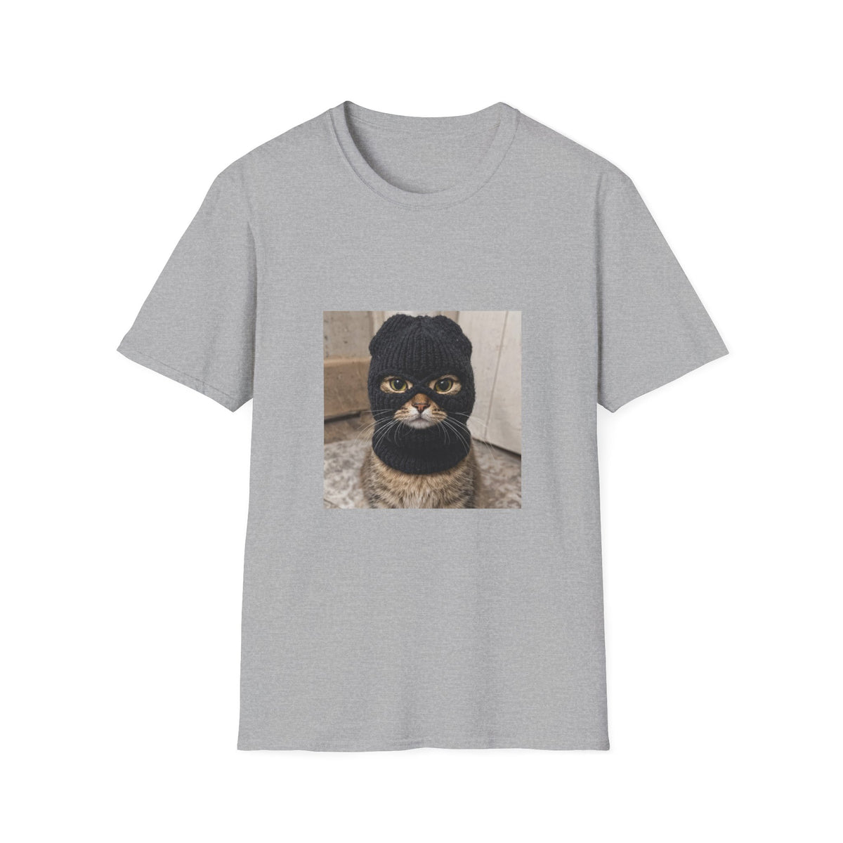 Cat in Ski Mask T-Shirt — Funny Grumpy Kitty Graphic Tee