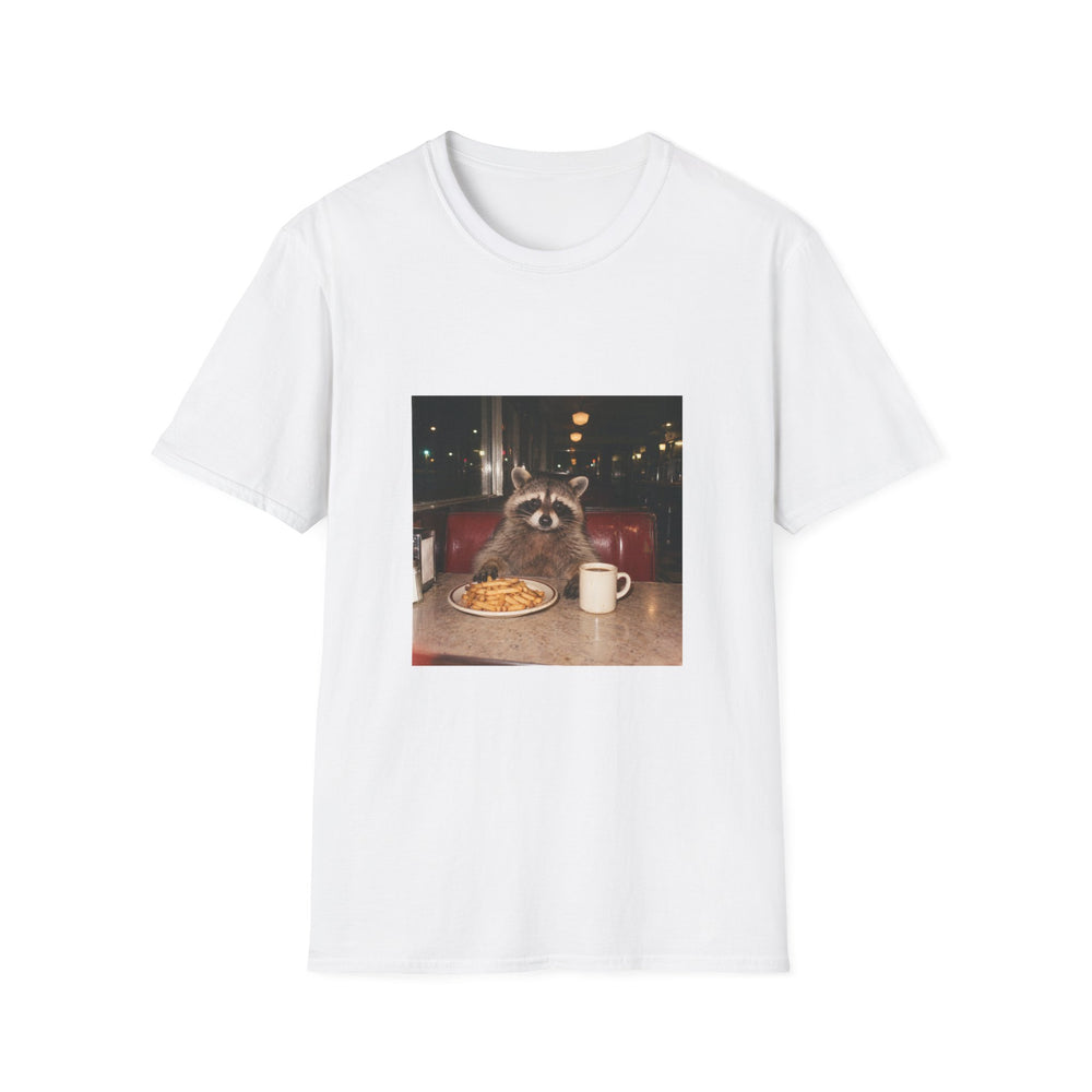 Raccoon Diner T-Shirt – Cute Raccoon Eating Fries Graphic Tee