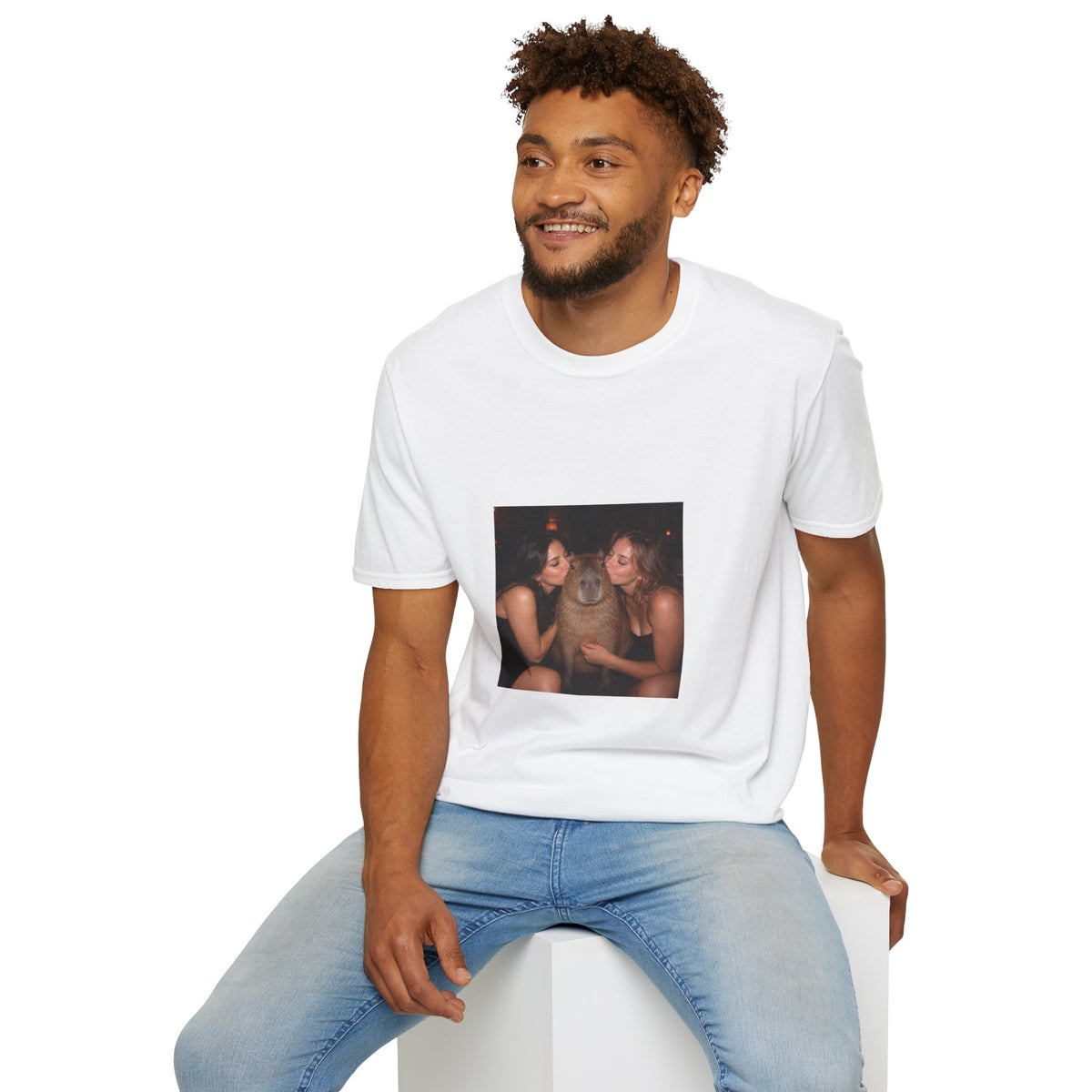 Capybara Getting Kissed T-Shirt — Vintage Party Snapshot Unisex T-Shirt