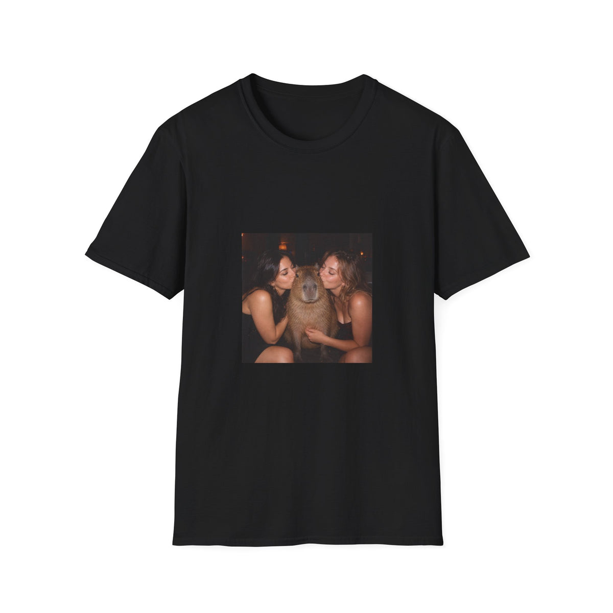Capybara Getting Kissed T-Shirt — Vintage Party Snapshot Unisex T-Shirt