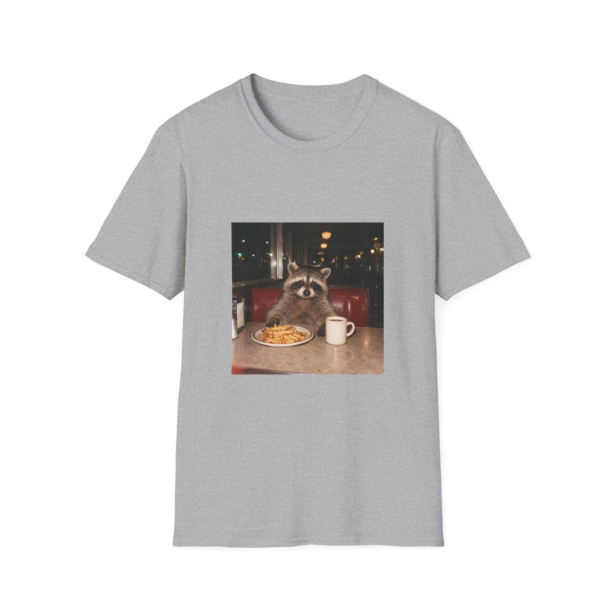 Raccoon Diner T-Shirt – Cute Raccoon Eating Fries Graphic Tee