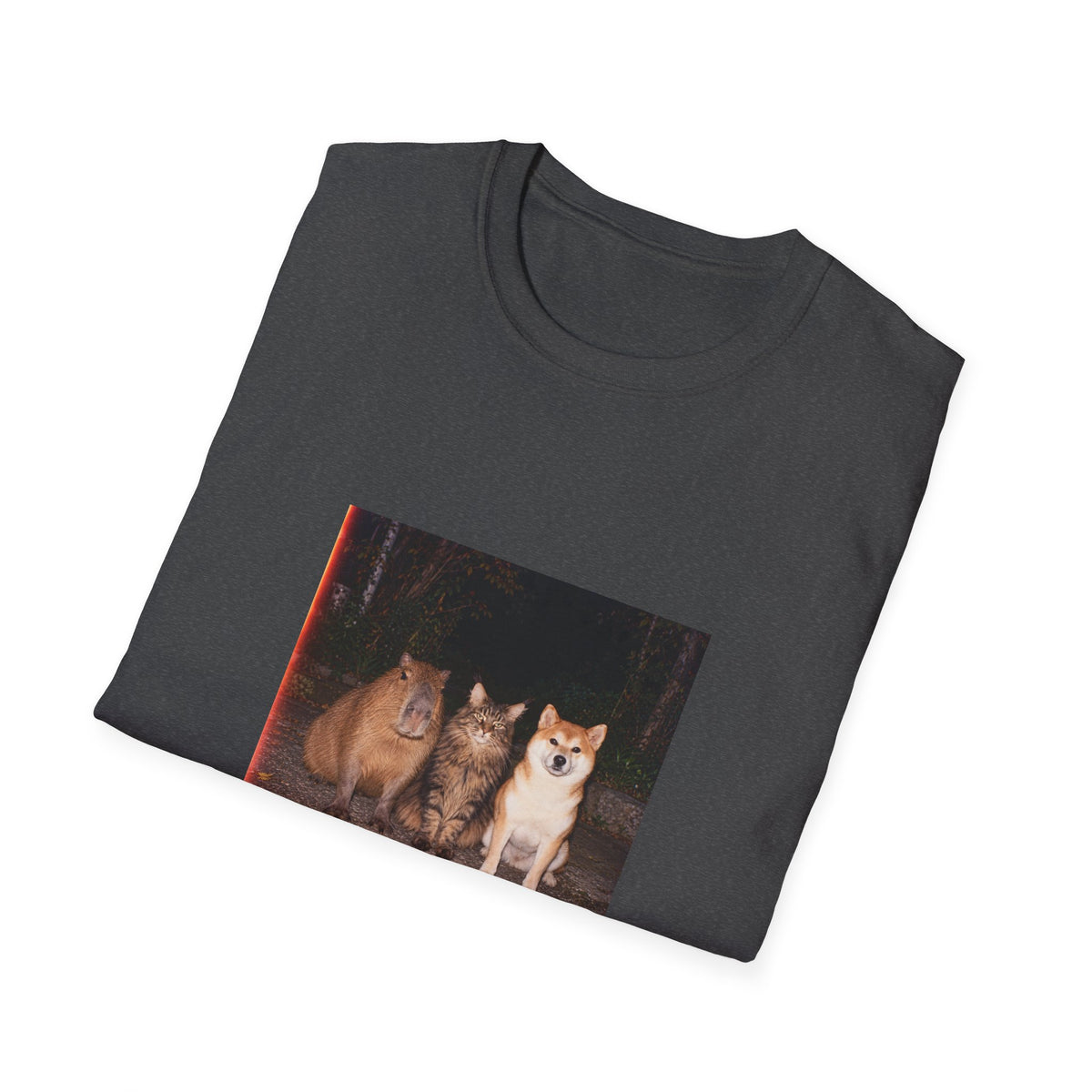 Capybara Shiba Inu Maine Coon T-Shirt — Retro Trio Graphic Tee