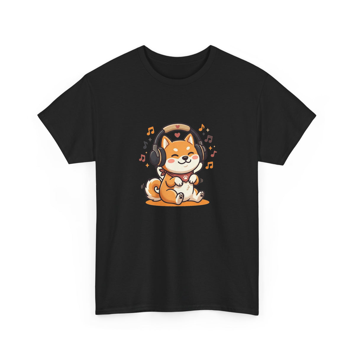 Shiba Inu Listening to Music T‑Shirt — Cute Headphone Dog Tee