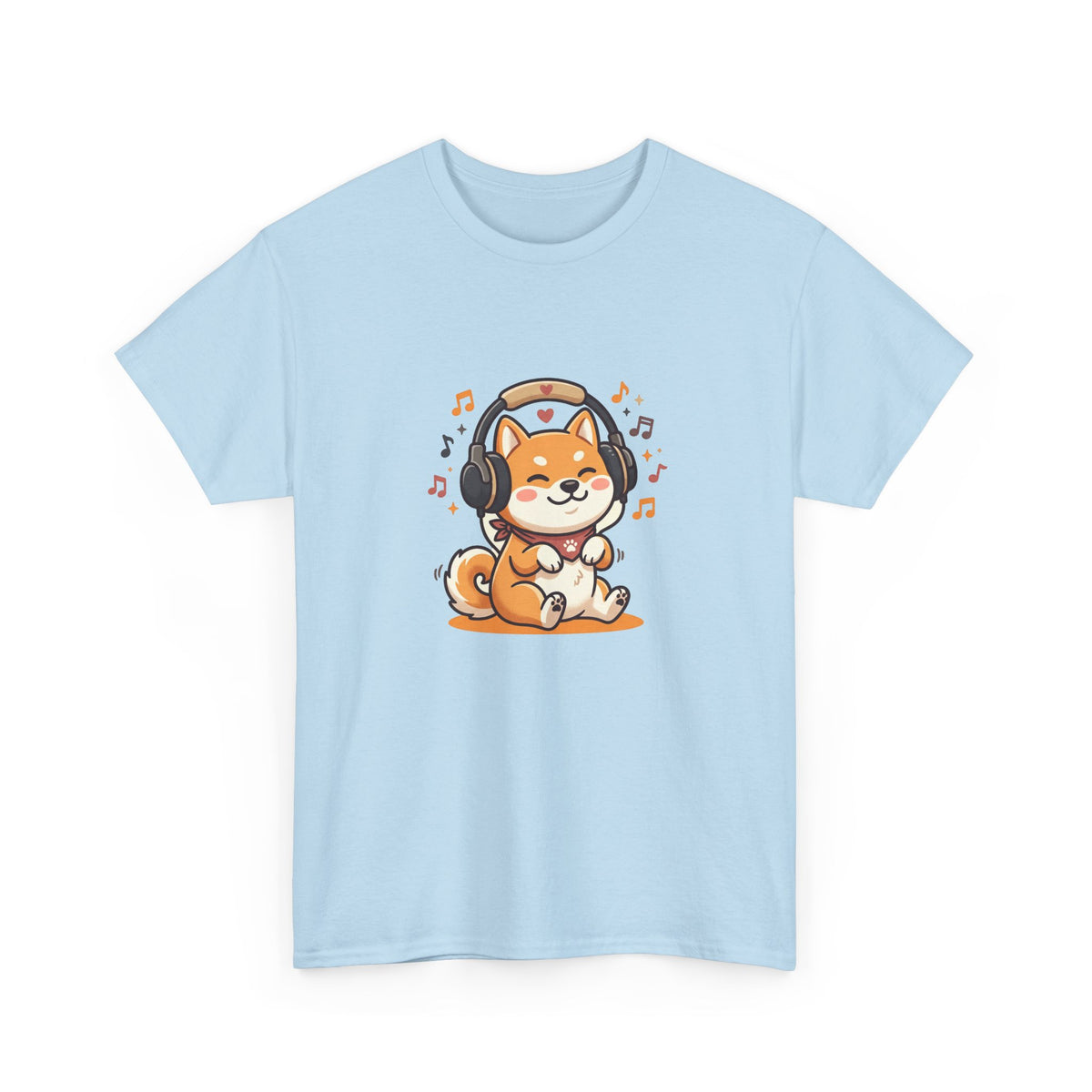 Shiba Inu Listening to Music T‑Shirt — Cute Headphone Dog Tee